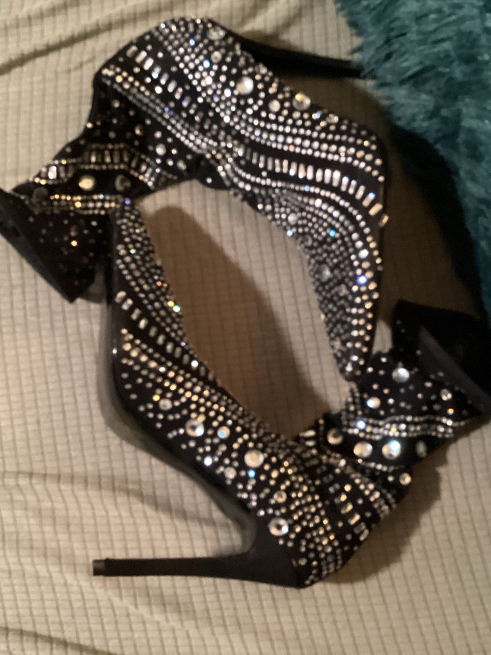 AZALEA WANG Black Crystal-Embellished Pointed Toe Stiletto Heels - Picture 3 of 4